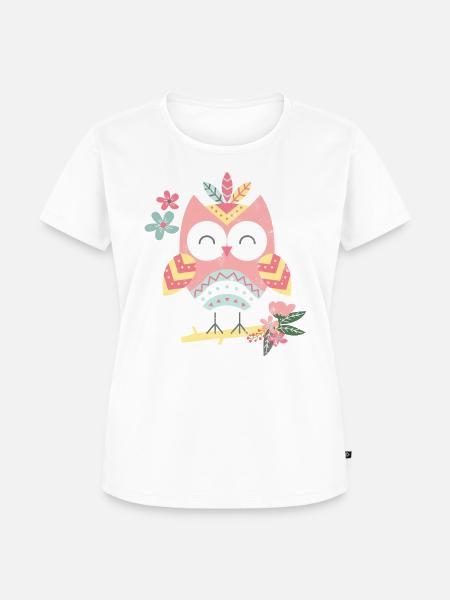 Retro Eule Bunt - Frauen Premium Bio T-Shirt - Weiß