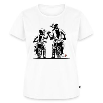 Vater und Sohn Motocross 2.0 - Frauen Premium Bio T-Shirt - Weiß - Vorne - AI Model Female 172 dark (172cm)