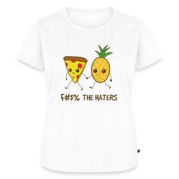Pizza and pineapple. Fuck the haters - Women's Premium Organic T-shirt - white - Front - AI Model Female 172 dark (172cm)