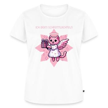 WITZIGES WICHTEL GESCHENK ENGEL KATZE RETRO - Frauen Premium Bio T-Shirt - Weiß - Vorne - AI Model Female 172 dark (172cm)