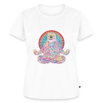 Faultier Buddha Yoga Lustig Geschenk - Frauen Premium Bio T-Shirt - Weiß - Vorne - AI Model Female 172 dark (172cm)