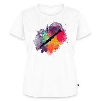 Klarinette auf buntem Hintergrund - Frauen Premium Bio T-Shirt - Weiß - Vorne - AI Model Female 172 dark (172cm)