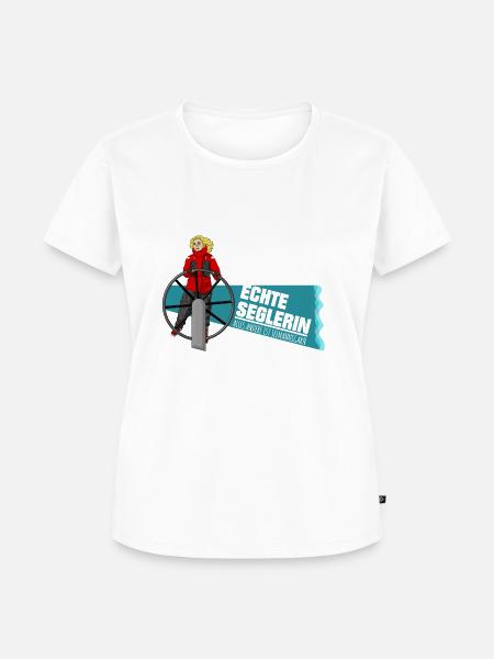 Echte Seglerin - Blond - Skipper - Segelschiff - Frauen Premium Bio T-Shirt - Weiß