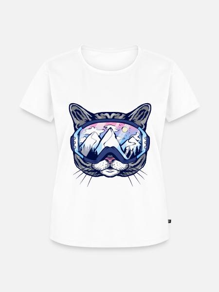 Katze Skibrille - Frauen Premium Bio T-Shirt - Weiß