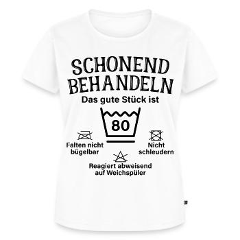 Schonend Behandeln Achtzig Geschenk 80. Geburtstag - Frauen Premium Bio T-Shirt - Weiß - Vorne - AI Model Female 172 dark (172cm)