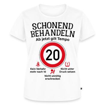 20. Geburtstag Schonend Behandeln 20 Tempolimit 20 - Frauen Premium Bio T-Shirt - Weiß - Vorne - AI Model Female 172 dark (172cm)