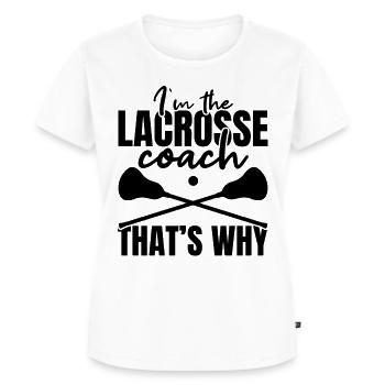 Lacrosse Coach - Frauen Premium Bio T-Shirt - Weiß - Vorne - AI Model Female 172 dark (172cm)