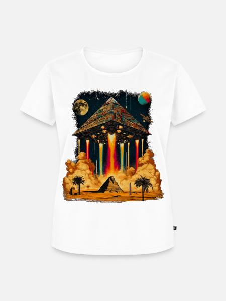 Futuristisches Weltraumpyramiden-Kunstwerk - Frauen Premium Bio T-Shirt - Weiß