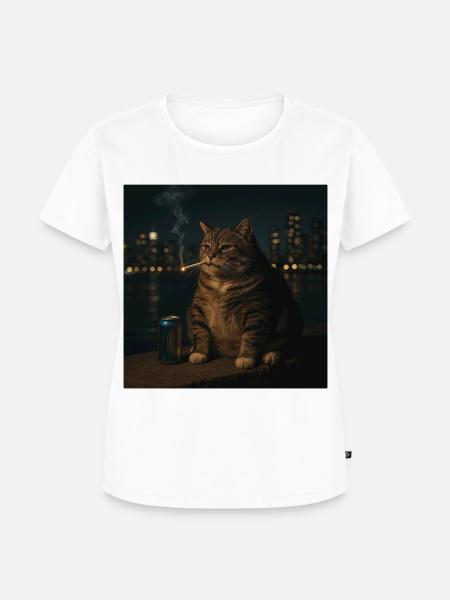 Lustige rauchende Katze Meme dumme Hirnfäule - Frauen Premium Bio T-Shirt - Weiß