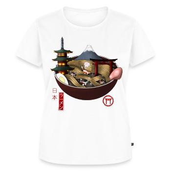Kawaii Japanische Ramen Bowl mit Mount Fuji - Frauen Premium Bio T-Shirt - Weiß - Vorne - AI Model Female 172 dark (172cm)