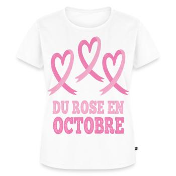 Du Rose en Octobre Sensibilisation cancer - T-shirt Premium bio Femme - blanc - Devant - AI Model Female 172 dark (172cm)