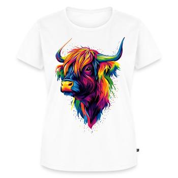Kuh Highland Cow Hochlandrind Rind Bauernhof Kühe - Frauen Premium Bio T-Shirt - Weiß - Vorne - AI Model Female 172 dark (172cm)