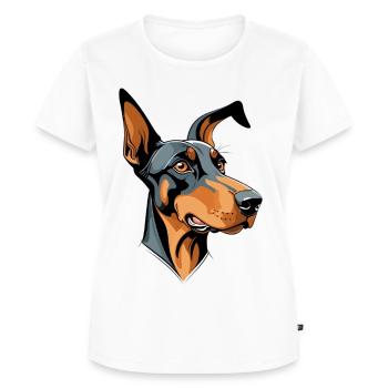 Dobermann Kopf Cartoon Illustration - Frauen Premium Bio T-Shirt - Weiß - Vorne - AI Model Female 172 dark (172cm)