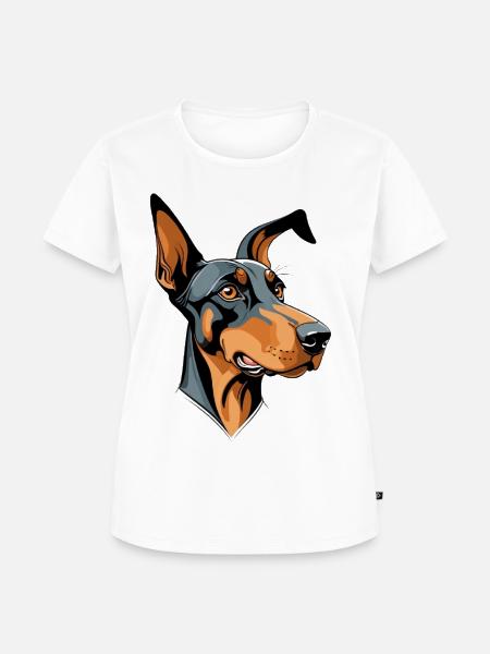 Dobermann Kopf Cartoon Illustration - Frauen Premium Bio T-Shirt - Weiß