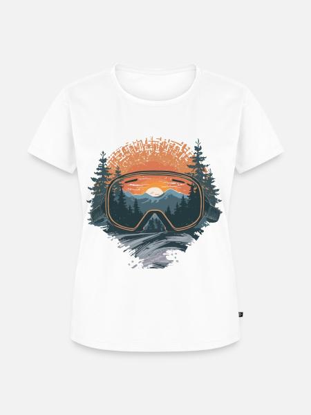 Skibrille Sonnenuntergang - Frauen Premium Bio T-Shirt - Weiß