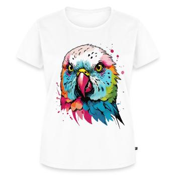 Bunter Wellensittich Kunstdesign - Frauen Premium Bio T-Shirt - Weiß - Vorne - AI Model Female 172 dark (172cm)