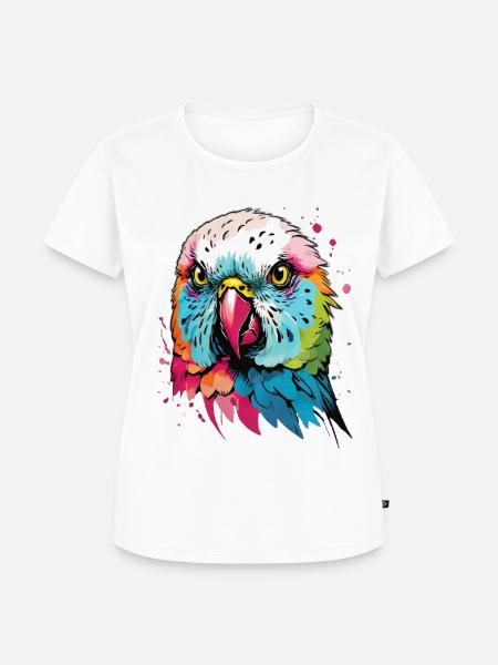 Bunter Wellensittich Kunstdesign - Frauen Premium Bio T-Shirt - Weiß