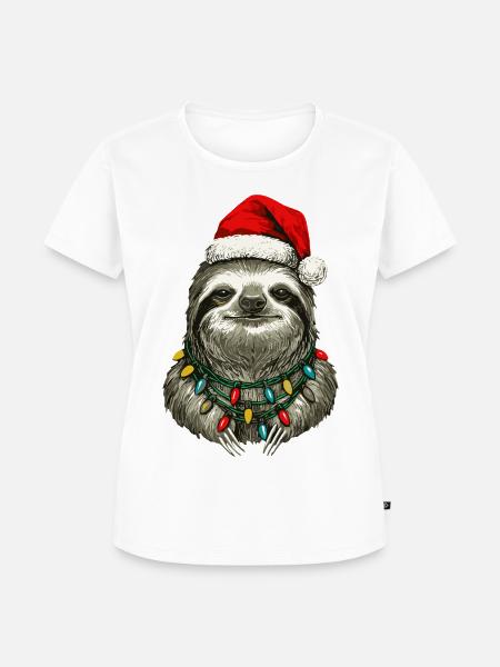 Weihnachts Faultier Mütze - Frauen Premium Bio T-Shirt - Weiß