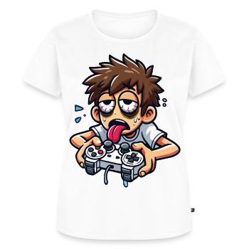 Exhausted Gamer in Action - Women's Premium Organic T-shirt - white - Front - AI Model Female 172 dark (172cm)