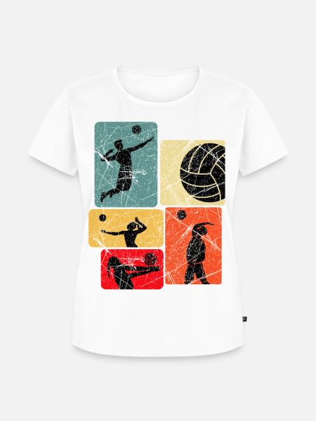 Volleyball Silhouetten Farbblöcke - Frauen Premium Bio T-Shirt - Weiß