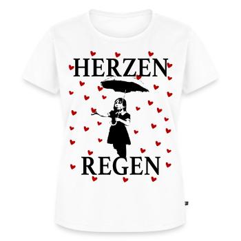 Heart Rain Girl Umbrella Romantic Love Art Design - Women's Premium Organic T-shirt - white - Front - AI Model Female 172 dark (172cm)