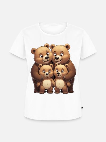 Bärenfamilie Cartoon Herz - Frauen Premium Bio T-Shirt - Weiß