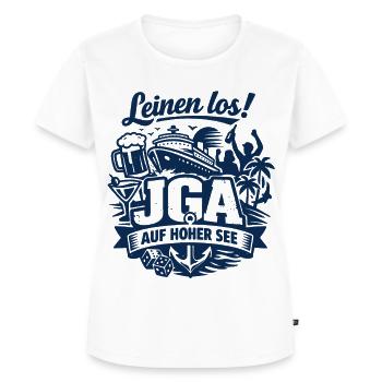 Leinen Los! JGA auf hoher See - Frauen Premium Bio T-Shirt - Weiß - Vorne - AI Model Female 172 dark (172cm)