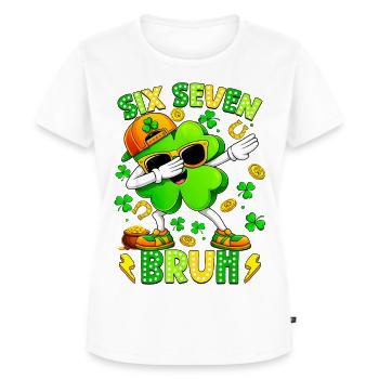 Six Seven Bruh Meme 67 St Patrick Day - Frauen Premium Bio T-Shirt - Weiß - Vorne - AI Model Female 172 dark (172cm)