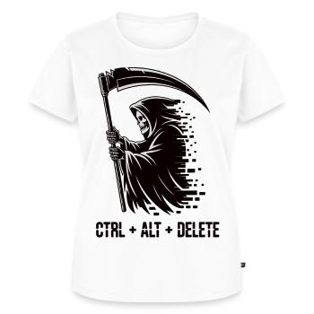Strg Alt Delete Sensenmann IT Humor Shirt - Frauen Premium Bio T-Shirt - Weiß - Vorne - AI Model Female 172 dark (172cm)