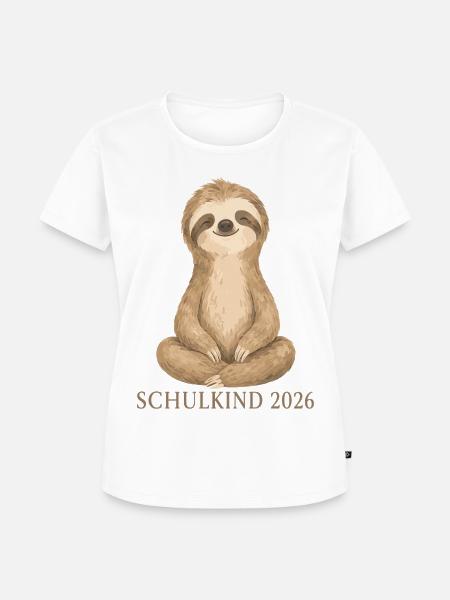 Schulkind 2026 Faultier Shirt - Frauen Premium Bio T-Shirt - Weiß
