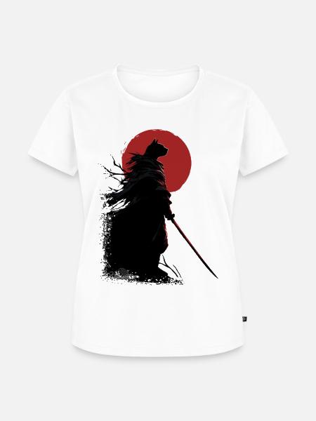 Samurai Katze - Frauen Premium Bio T-Shirt - Weiß