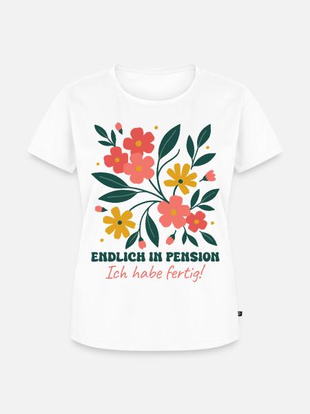 Endlich in Pension Abschied Wildblumen - Frauen Premium Bio T-Shirt - Weiß