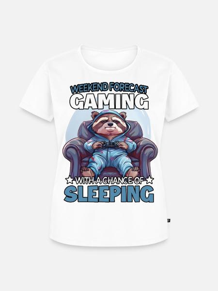 Waschbär-Gamer im Schlafmodus - Frauen Premium Bio T-Shirt - Weiß