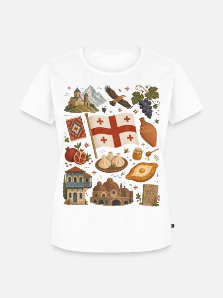 Georgien | Kaukasus, Genuss & Heimat - Frauen Premium Bio T-Shirt - Weiß