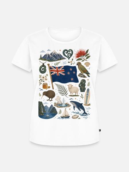 Neuseeland | Kiwi, Fjorde & Abenteuer - Frauen Premium Bio T-Shirt - Weiß