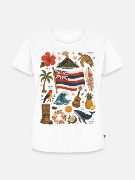 Hawaii | Aloha, Surfen & Inselglück - Frauen Premium Bio T-Shirt - Weiß