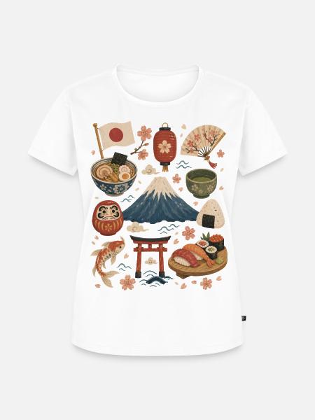 Japan | Fuji, Sakura & Genuss - Frauen Premium Bio T-Shirt - Weiß