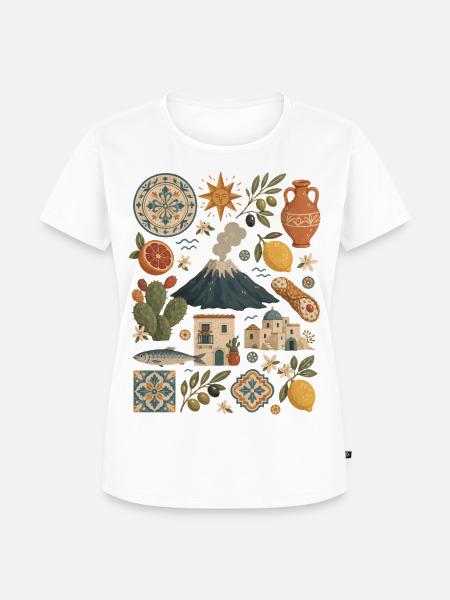 Sizilien | Ätna, Zitrus & Inselgenuss - Frauen Premium Bio T-Shirt - Weiß