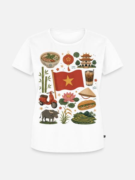Vietnam Reiseliebe | Reisfelder & Kultur - Frauen Premium Bio T-Shirt - Weiß
