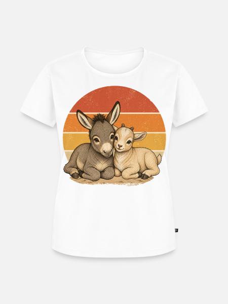 Esel und Ziege - Frauen Premium Bio T-Shirt - Weiß