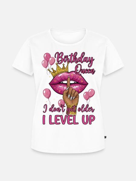 Birthday Queen with Lips and Balloons - Frauen Premium Bio T-Shirt - Weiß