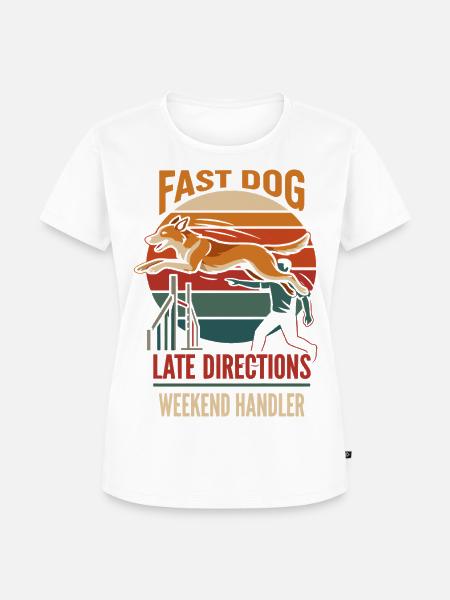 Schneller Hund im Retro Sunset - Frauen Premium Bio T-Shirt - Weiß