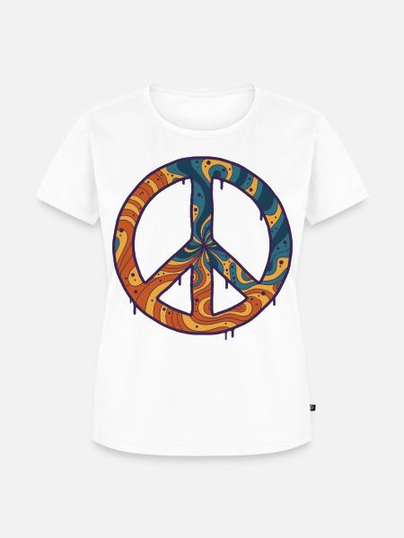Psychedelisches Festival-Hippie-Peace-Sign Rave - Frauen Premium Bio T-Shirt - Weiß