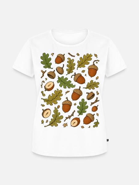 Eicheln & Eichenlaub | Wald Herbst Natur - Frauen Premium Bio T-Shirt - Weiß