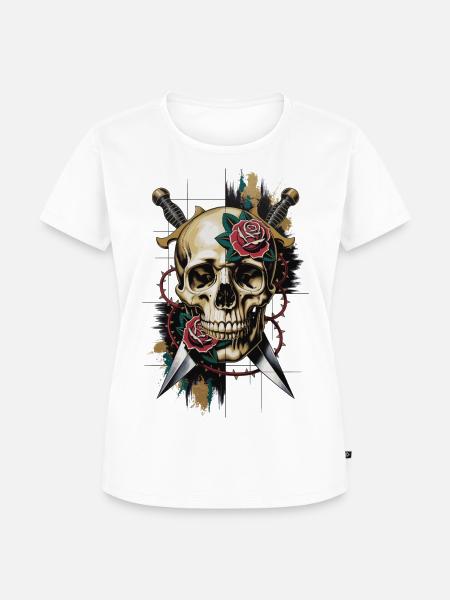 Totenkopf & Rosen - Frauen Premium Bio T-Shirt - Weiß