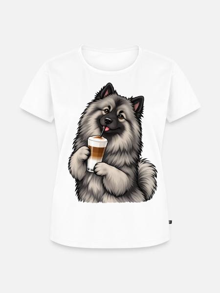 Wolfsspitz mit Latte Macchiato - Frauen Premium Bio T-Shirt - Weiß
