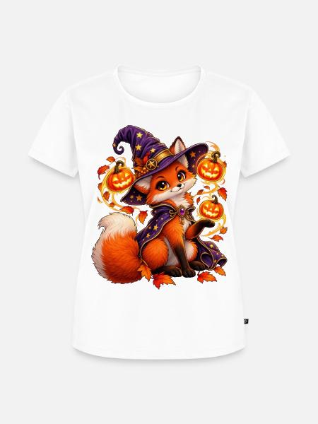 Kleiner Magischer Fuchs zu Halloween - Frauen Premium Bio T-Shirt - Weiß