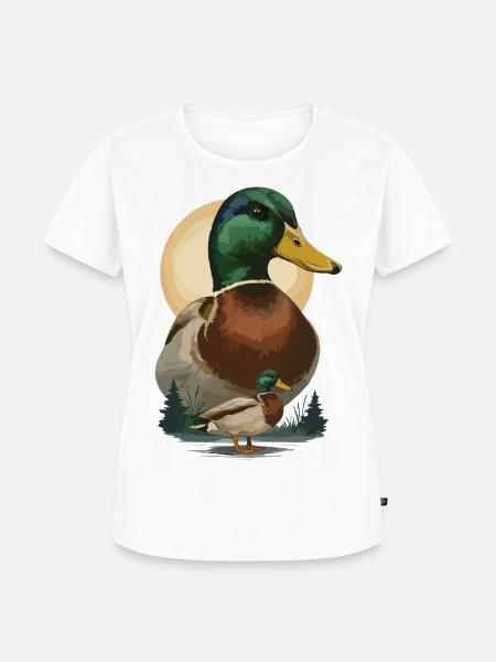 Duo Ente im Abendlicht - Frauen Premium Bio T-Shirt - Weiß