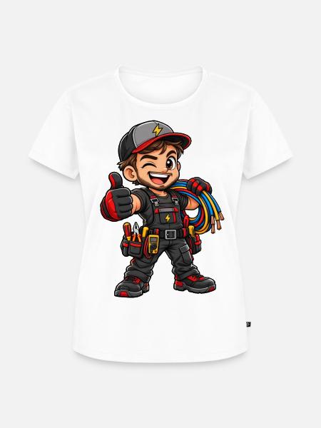 Elektriker Kawaii Style – Süßes Handwerkermotiv - Frauen Premium Bio T-Shirt - Weiß