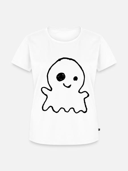 Niedlicher Halloween-Geist als Kinderkritzelei - Frauen Premium Bio T-Shirt - Weiß